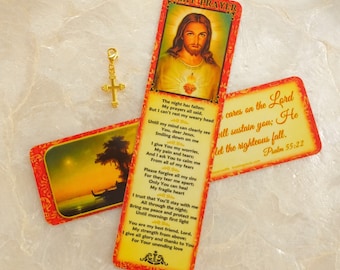 Marcador de oración nocturna, dije de cruz dorada, regalo cristiano