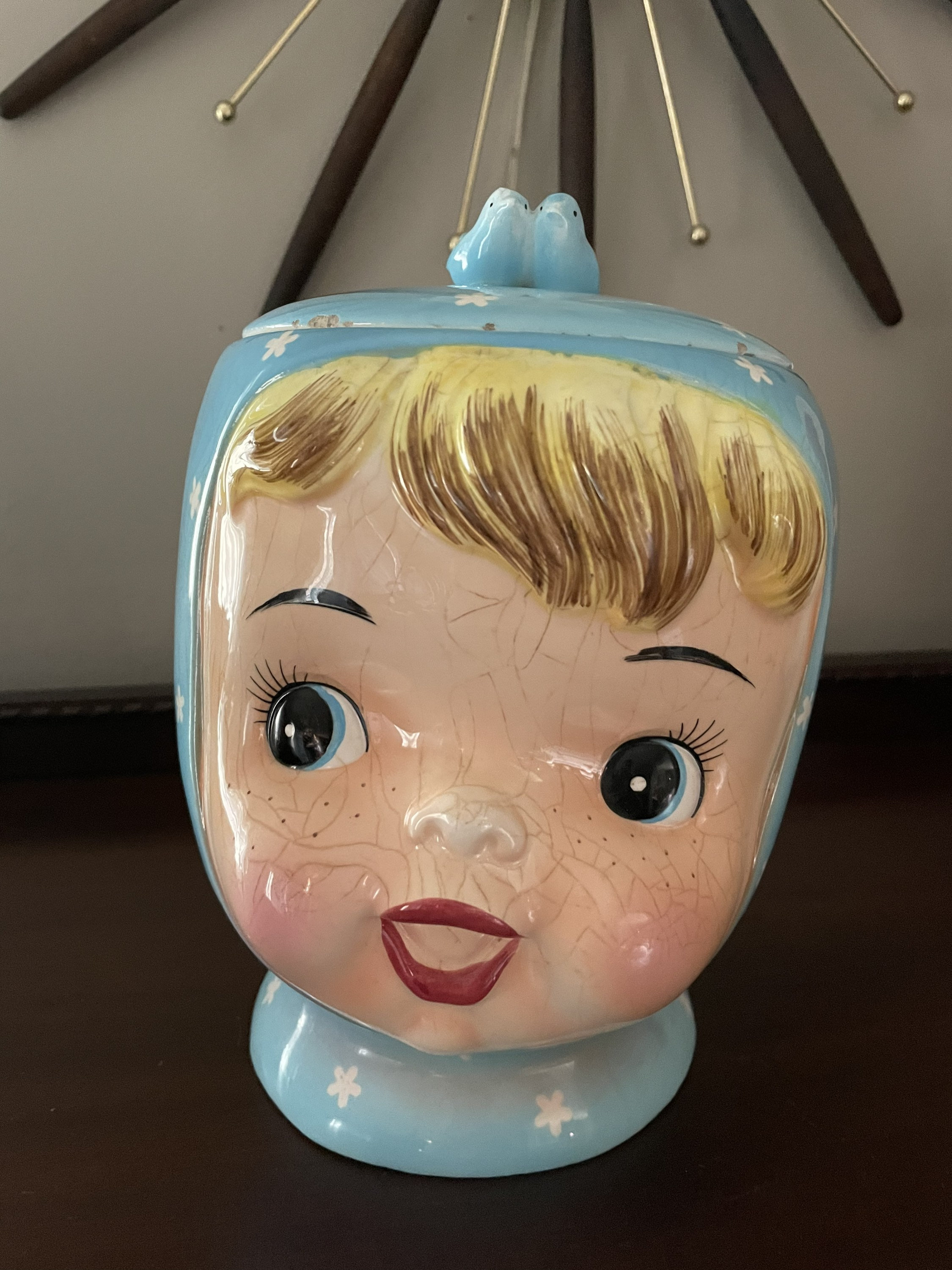 Vintage Miss Cutie Pie Creamer Small Retro Napco Pixie Girl Face Handle Cup  4 Inch Tall 