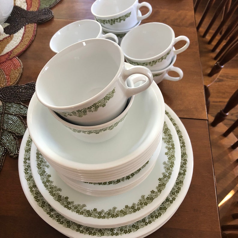 Corelle Spring Blossom Green Dining Set Etsy