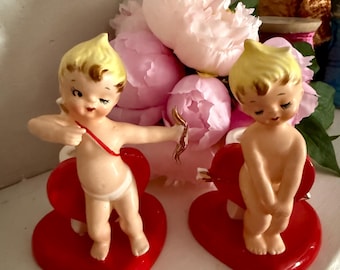 Vintage RELPO Girl Love Letter Heart Valentine Planter 1950 Mid
