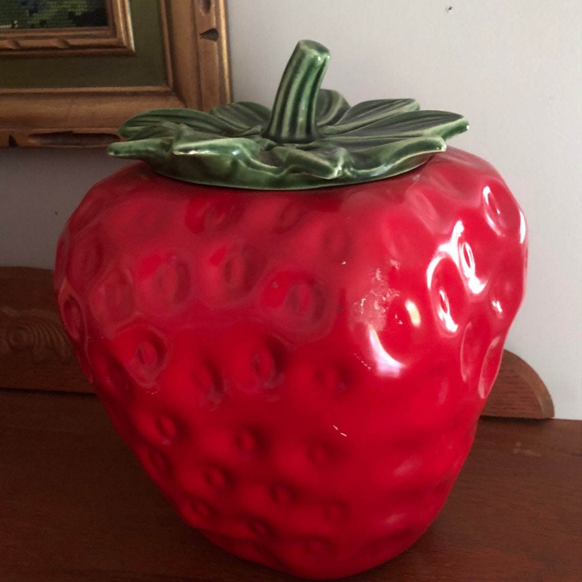 Vintage Strawberry Cookie Jar Etsy