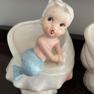 RARE Vintage Blue Norcrest Mermaid Planter