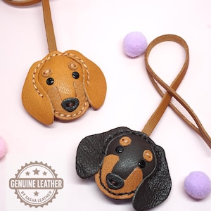 Handmade Leather Dachshund Bag Charm: Sausage Dog Purse Accessory