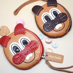 Handmade Rabbit Leather Coin Pouch: Personalized Bunny Purse - Bunny Wallet