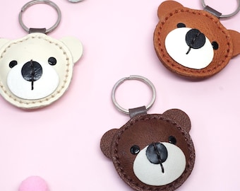 Leather Bear Keychain: Personalized Teddy Bear Bag Charm