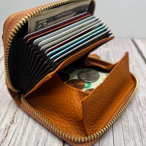 Portafoglio in pelle RFID con tasca portamonete, portafoglio sottile in morbida pelle pieno fiore, regalo per lei, piccolo portafoglio per carte di credito