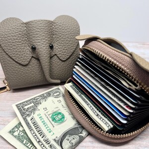 Cartera de cuero para tarjetas de crédito - Tarjetero con forma de elefante - Estuche para tarjetas de crédito - Monedero bonito - Monedero para niños