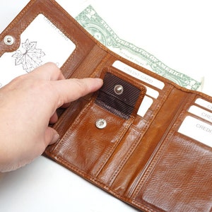 Cartera de cuero para mujer - Estilo billetera con bolsillo para monedas - Cartera pequeña plegable - Regalo para ella _ Monedero delgado de cuero - Organizador de tarjetas y efectivo
