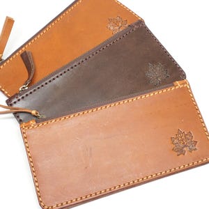 Cartera de cuero para mujer, Cartera de cuero para hombre, Cartera larga marrón, Monedero de cuero para mujer, Cartera de diseño delgado, Billetera, Cartera para hombre