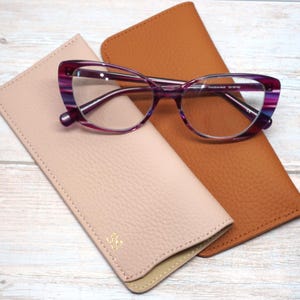 Cowhide Leather eyeGlasses Case: Slim Travel Eyeglass Sleeve