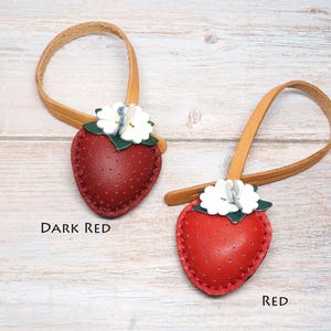 Leather Strawberry Bag Charm: Handmade Purse Accessory