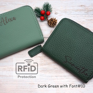 Personalized RFID Full Grain Leather Wallet – Slim Coin Purse, Gift for Her image 7