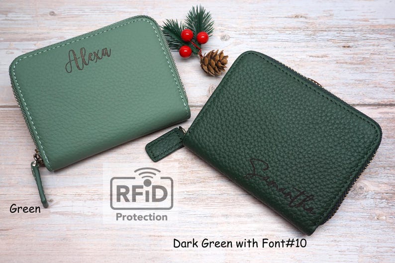 Personalized RFID Full Grain Leather Wallet – Slim Coin Purse, Gift for Her image 7