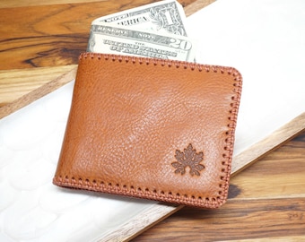 Genuine Leather Men's Wallet, Handmade Cow Leather Billfold