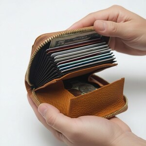 Personalized RFID Full Grain Leather Wallet – Slim Coin Purse, Gift for Her image 2