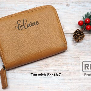 Personalized RFID Full Grain Leather Wallet – Slim Coin Purse, Gift for Her Brown