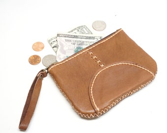 Monedero de cuero cosido a mano: Cartera minimalista