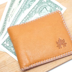 Cartera de hombre, Cartera de cuero para hombre, Cartera de cuero, Cartera de cuero marrón claro, Cartera genuina para hombre, Padrinos de boda, Regalo para el día del padre, Cosida a mano