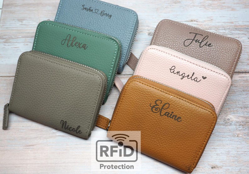 Personalized RFID Full Grain Leather Wallet – Slim Coin Purse, Gift for Her image 4
