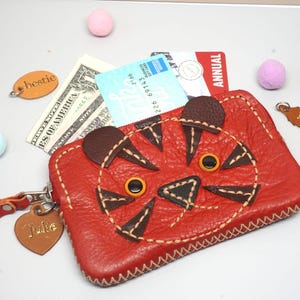 Portamonete in pelle con faccia di tigre - Porta carte e contanti - Piccolo portafoglio per tutti i giorni - Regalo con borsa a forma di animale - Portafoglio con cartone animato