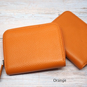 Personalized RFID Full Grain Leather Wallet – Slim Coin Purse, Gift for Her Orange