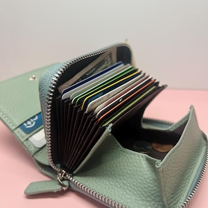 RFID Full Grain Leather Card Wallet with Coin Pocket - Snap Wallet - RFID Blocking Wallet - Gift for Her