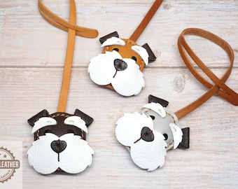 Ciondolo per borsa in pelle a forma di cane Schnauzer: ornamento per cane - accessorio per borsa fatto a mano