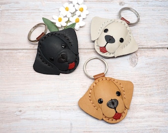 Leather Labrador Keychain, Handmade Dog Bag Charm