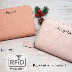 Personalized RFID Full Grain Leather Wallet – Slim Coin Purse, Gift for Her image 3