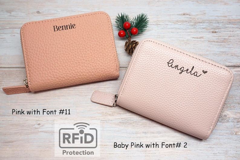 Personalized RFID Full Grain Leather Wallet – Slim Coin Purse, Gift for Her image 3