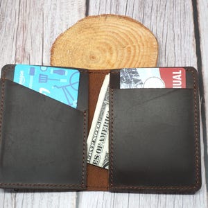 Tarjetero de cuero - Billetera delgada - Billetera EDC minimalista con bolsillo frontal - Diseño delgado con bolsillo frontal - Cuero de plena flor