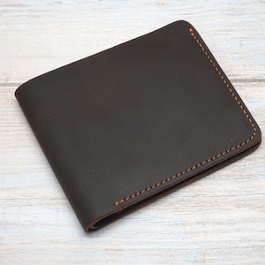 Cartera para hombre de piel de grano completo - Cartera plegable - Cartera fina de piel para él - Regalo para marido o papá