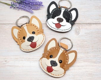 Personalized Leather Corgi Keychain: Dog Lover Bag Charm