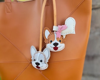 Leather Corgi Bag Charm: Handmade Dog Purse Accessory