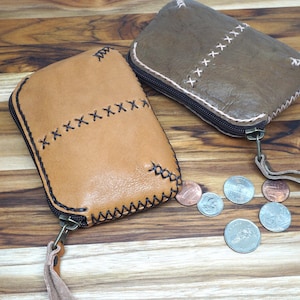 Monedero de cuero cosido a mano, billetera minimalista de cuero, billetera pequeña, monedero pequeño, billetera pequeña de cuero, monedero