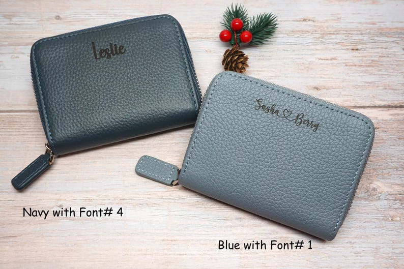 Personalized RFID Full Grain Leather Wallet – Slim Coin Purse, Gift for Her image 8