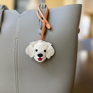 Leather Golden Retriever Bag Charm: Handmade Puppy Purse Accessory