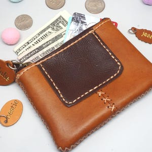Monedero de cuero cosido a mano, billetera minimalista de cuero, tarjetero, monedero, monedero genuino, cosido a mano, monedero minimalista