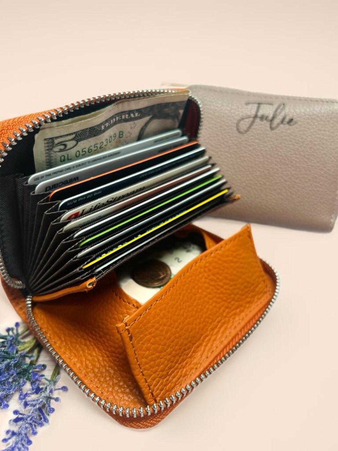 Personalized RFID Full Grain Leather Wallet – Slim Coin Purse, Gift for Her