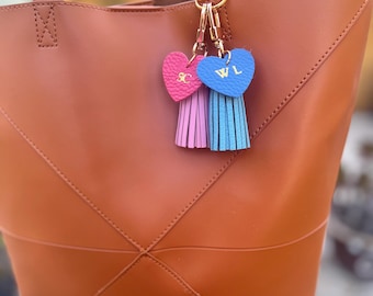 Personalized Leather Tassel Keychain, Custom Bag Charm
