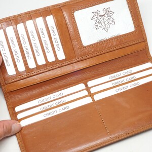 Cartera de cuero para mujer, cartera de cuero tipo sobre, cartera larga para mujer, cartera fina de cuero para mujer, billetera tipo billetero