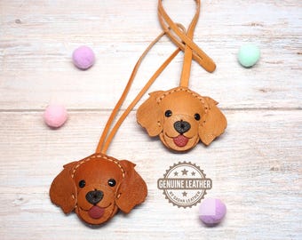 Leather Golden Retriever Bag Charm: Handmade Puppy Purse Accessory