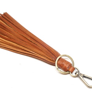 Leather key chain, Leather key chain with snap hook, Tassel key chain, Leather small gift, Brown leather key chain, Personalized key chain