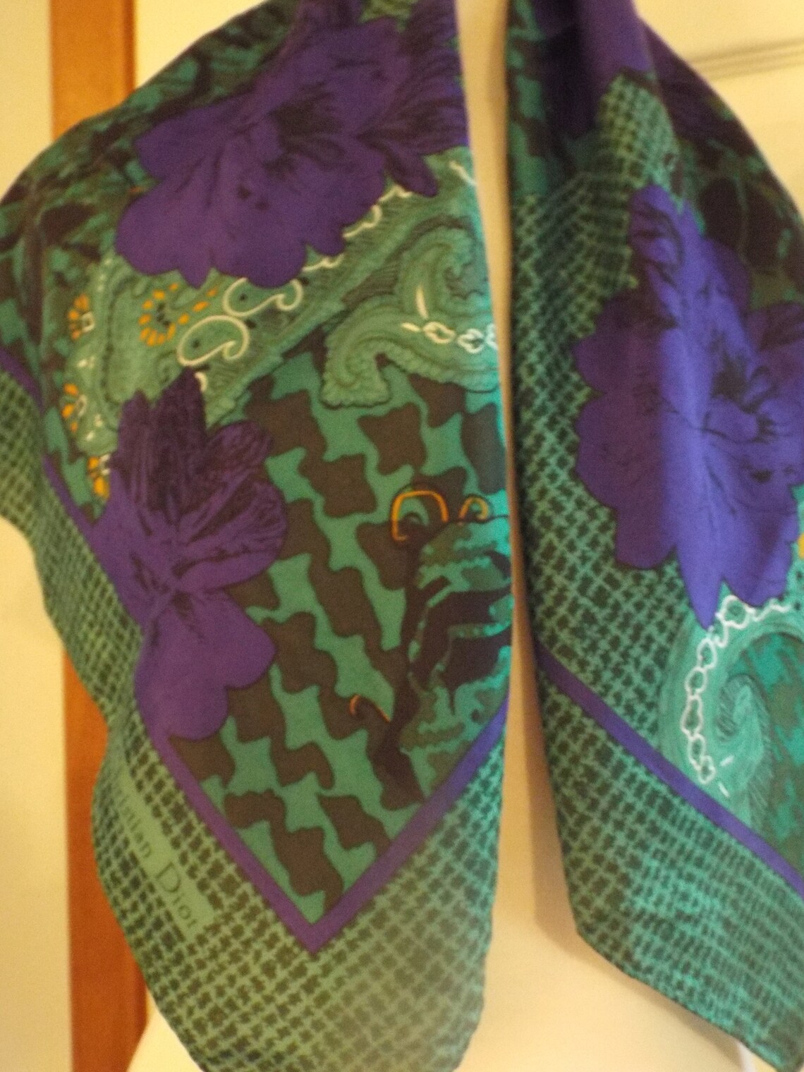 Vintage Christian Dior Scarf Designer Signed Scarf Classic Etsy