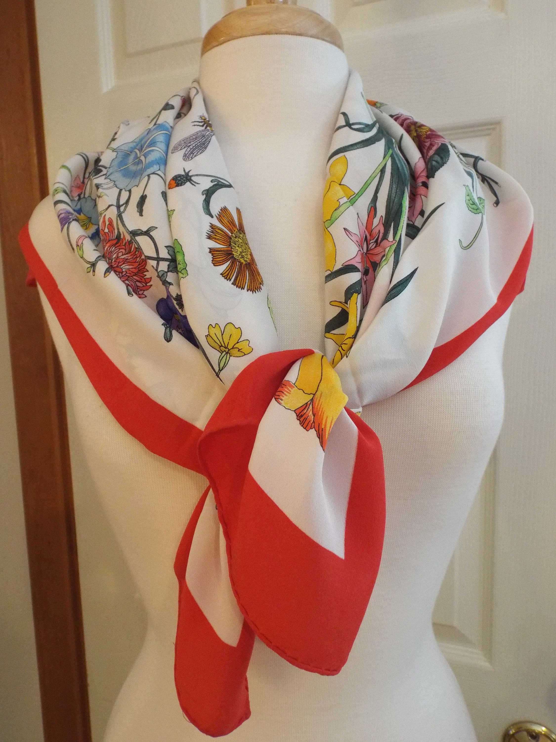 Authentic GUCCI ACCORNERO Floral Scarf Gucci Made in Italy | Etsy