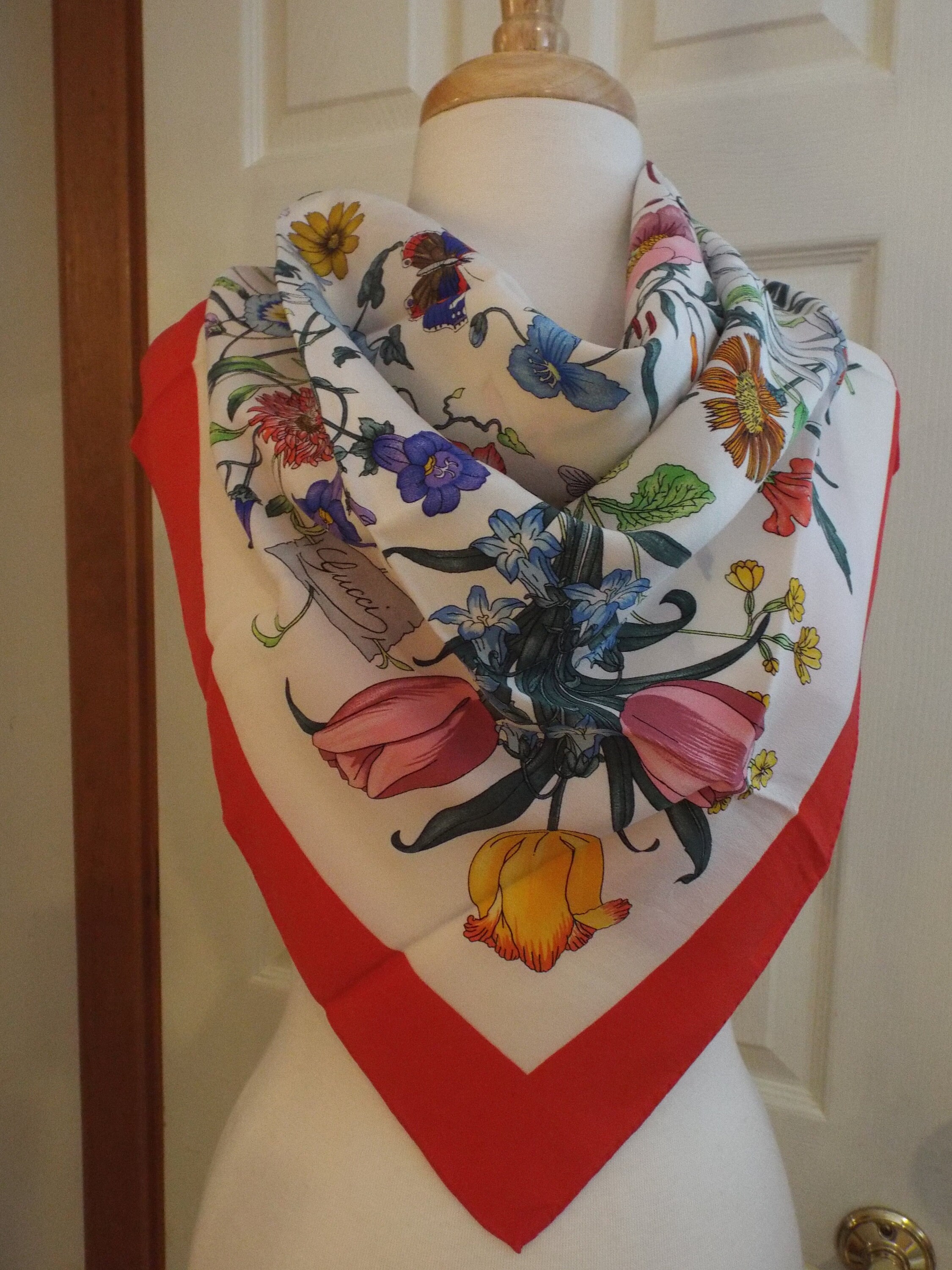 Authentic GUCCI ACCORNERO Floral Scarf Gucci Made in Italy Etsy