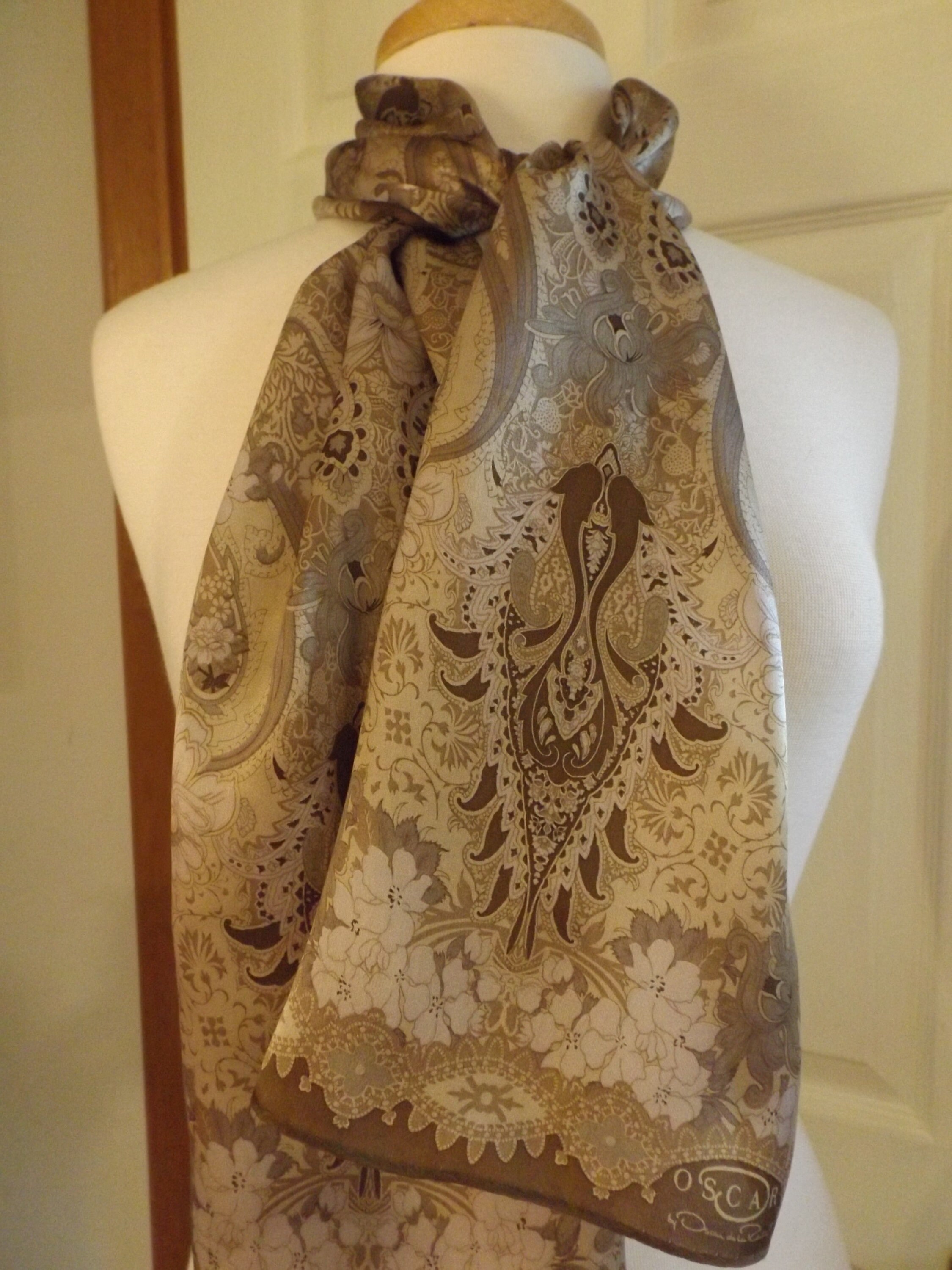 TaraLynEvansStudio Oscar De La Renta Silk Scarf Long Silk Scarf Scarves