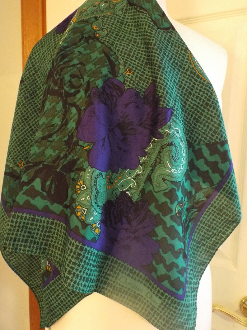 Vintage Christian Dior Scarf Designer Signed Scarf Classic Etsy