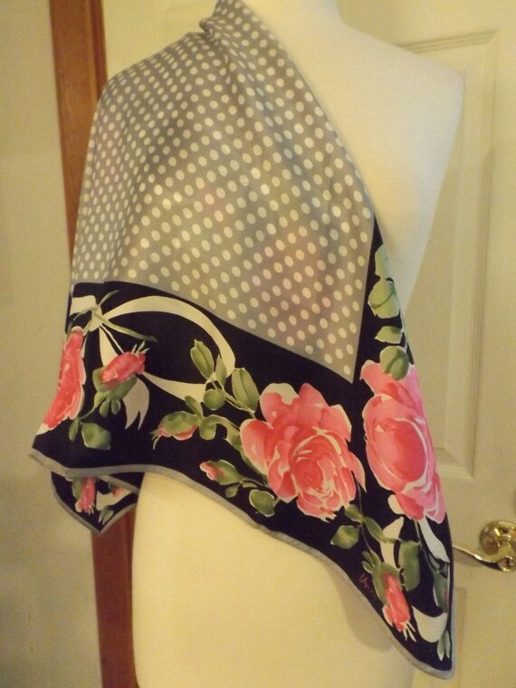 Vintage Rare Vera Floral Design Silk Scarf, Vera S