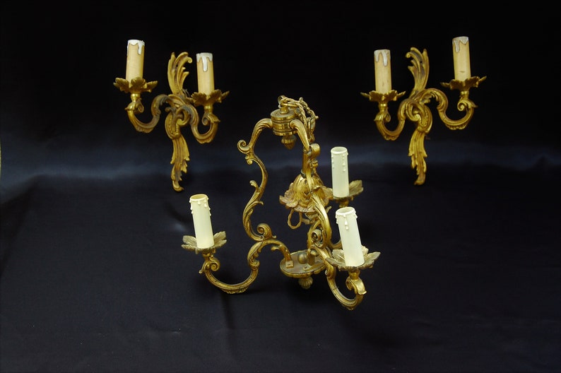 French Antique Chandelier and Sconces